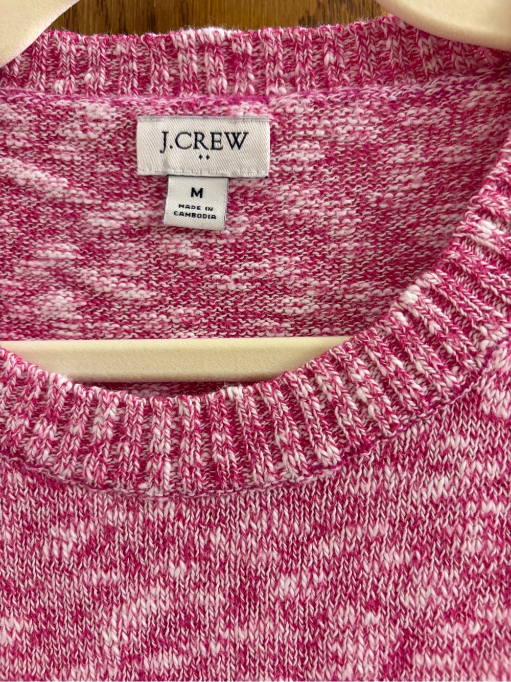 J. Crew Pink & White Marled Crewneck Sweater - Picture 3 of 3